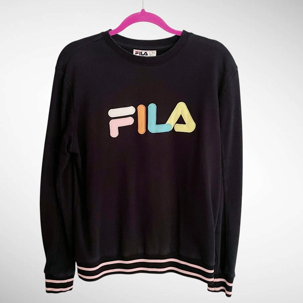 FILA Logo Pullover Long-Sleeve Crewneck Sweatshirt